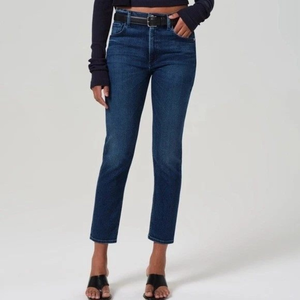 Citizens of Humanity Isola Cropped Jeans 26 Blue Bootcut Raw Hem 2030B-1436